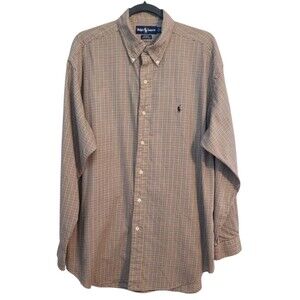 Ralph Lauren Blake Mens L Cotton Button Down Shirt Plaid Pony Preppy Business